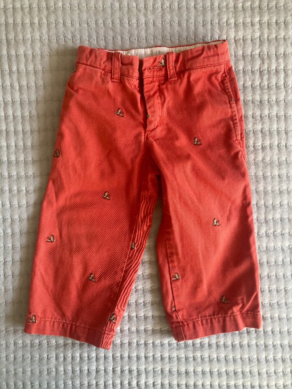 Crewcuts Embroidered Duck Motif Chinos, 2T, Adjustable Waist